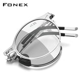 FONEX Screwless Folding Reading Glasses Men Photochromic Gray LH014