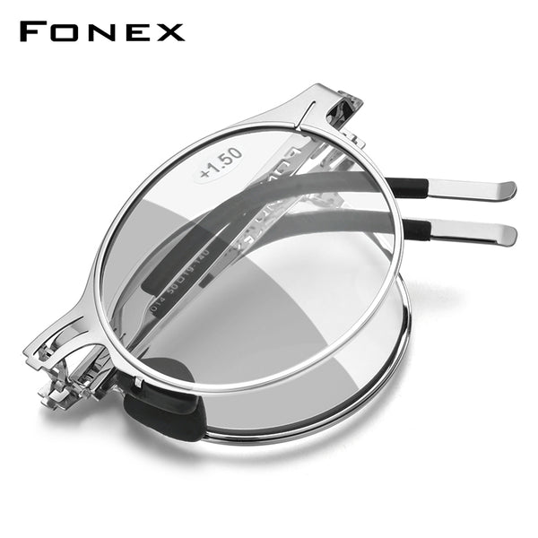 FONEXスクリューレス折りたたみ式老眼鏡男性フォトクロミックグレーLH014