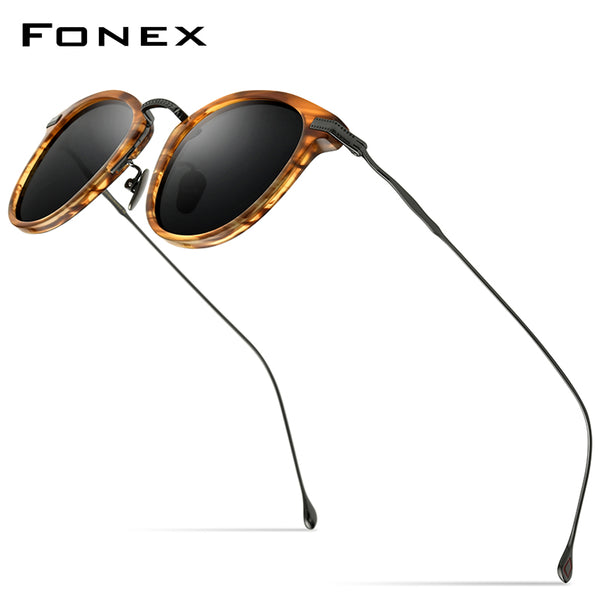 FONEX 티타늄 아세테이트 남성 UV400 사각 편광 선글라스 F85648