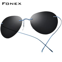 FONEX Titanium Herren Pilot Randlose Schraubenlose Polarisierte Sonnenbrille F85695