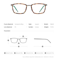 FONEX Alloy Glasses Frame Men Square Screwless Eyeglasses 98629