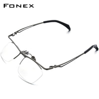 FONEX 180° Flip Titanium Glasses Frame Men Square Half Eyeglasses F8044
