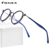 FONEX Legierung Brillengestell Männer optische runde schraubenlose Brillen F1024