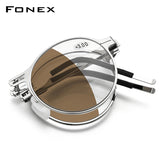 FONEX Screwless Folding Reading Glasses Men Photochromic Brown LH018