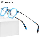 FONEXアセテートチタンメガネフレーム女性ポリゴン光学眼鏡F85710