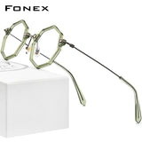 FONEX Acetate Kính Titan Gọng kính Nữ Kính mắt quang học F85714