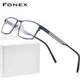 FONEX Titanium Glasses Frame Men Square Screwless Eyeglasses 8531