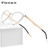 FONEX Legierung Brillengestell Frauen Cat Eye Schraubenlose Brille F1008