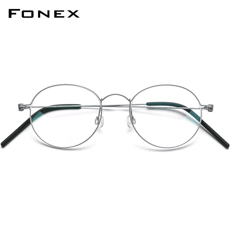 FONEX Titanium Glasses Frame Men Round Screwless Eyeglasses 7510 ...