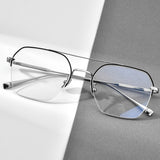 FONEX Titanium Glasses Frame Men Half Rimless Eyeglasses F85699
