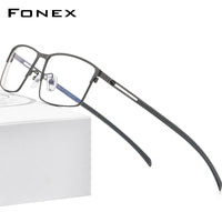 FONEX Alloy Glasses Frame Men Square Screwless Eyeglasses F1010