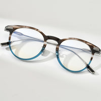 FONEX Acetate Titanium Glasses Frame Men Round Eyeglasses F85682