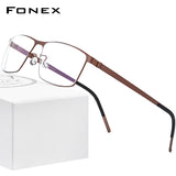 FONEX Alloy Glasses Frame Men Square Screwless Eyeglasses 997