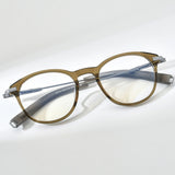 FONEX Acetate Titanium Glasses Frame Men Round Eyeglasses F85704