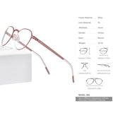 FONEX Legierungs-Brillengestell-Frauen-runde schraubenlose Brillen 994