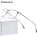 FONEX Titanium Alloy Glasses Frame Men Square Eyeglasses 8105