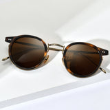 FONEX Titanium Acetate Men Round UV400 Polarized Sunglasses 850