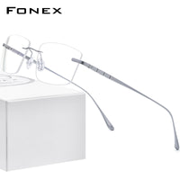 FONEX Titanium Rimless Glasses Men Eyeglasses Frame 8555