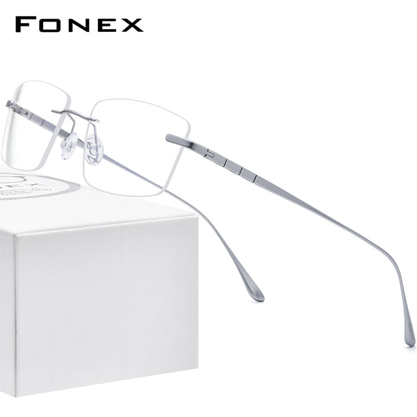 FONEX Titanium Rimless Glasses Men Eyeglasses Frame 8555