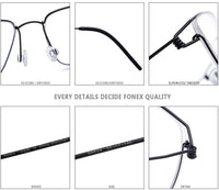 FONEX Titanium Alloy Glasses Frame Men Square Screwless Eyeglasses 98624