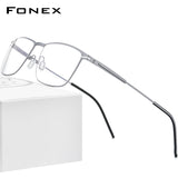 FONEX Alloy Glasses Frame Men Square Screwless Eyeglasses F1009