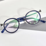 FONEX Acetate Alloy Glasses Frame Men Round Screwless Eyewear F1024