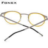 FONEX Legierung Brillengestell Herren Runde schraubenlose Brille 98625