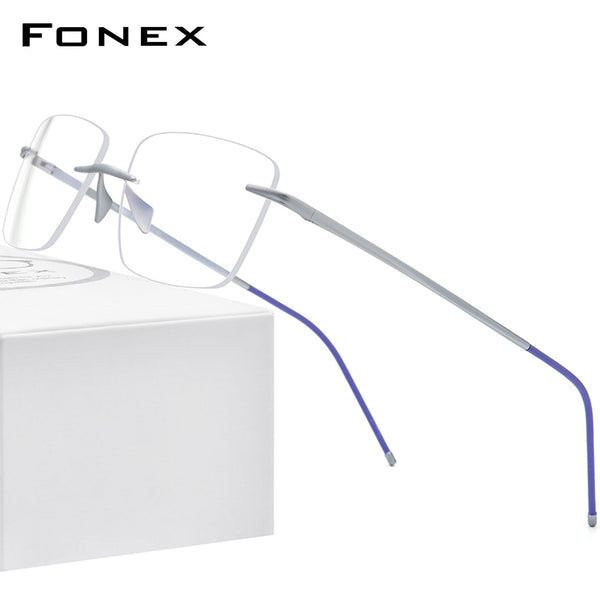 FONEX 티타늄 무테 안경 남성 안경 프레임 8557