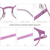 FONEX Alloy Glasses Frame Women Round Screwless Eyeglasses F1023