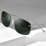 FONEX Titanium Men Square Rimless Screwless Polarized Sunglasses 85694