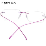 FONEX Titanium Randlose Brille Herren Brillengestell F85634