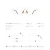 FONEX Titanium Brille Herren Randlose Quadratische Myopie Optische Brille 855