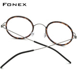 FONEX Titanium Alloy Glasses Frame Men Round Screwless Eyeglasses 98636