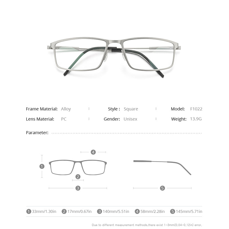 FONEX Alloy Glasses Men Square Screwless Eyeglasses F1022 – FONEX ...