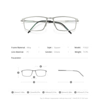 FONEX Alloy Glasses Men Square Screwless Eyeglasses F1022