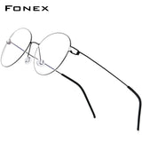 FONEX Titanium Alloy Glasses Frame Men Round Screwless Eyeglasses 98634