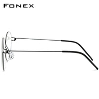 FONEX Titanlegierung Brillengestell Herren Runde schraubenlose Brille 98634