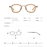 FONEX Acetate Alloy Glasses Frame Men Square Screwless Eyeglasses F1026