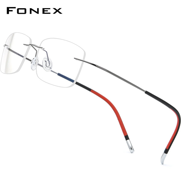 FONEX 티타늄 무테 안경 남성 안경 프레임 9203