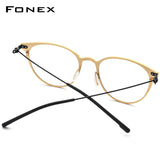FONEX Titan Brillengestell Damen Runde schraubenlose Brille 8533