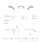 FONEX Titanium Brillengestell Herren Randlose Runde Optische Brille F9141