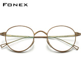 FONEX Titanium Brillengestell Herren Runde BrillenF85651