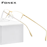 FONEX Titanium Alloy Glasses Frame Men Square Eyeglasses 8101