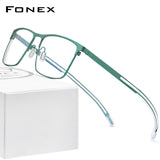 FONEX Titanium Glasses Frame Men Square Eyeglasses 8553