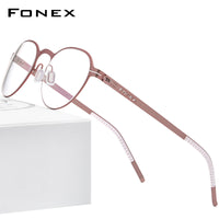 FONEX Alloy Glasses Frame Women Round Screwless Eyeglasses 994