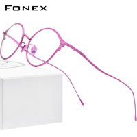 FONEX Titanium Brillengestell Herren Runde Brille F85640