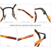 FONEX Acetate Titanium Glasses Frame Men Round Eyeglasses F85676