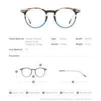 FONEX Acetat Titan Brillengestell Männer Runde optische Brillen F85682
