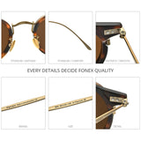 FONEX Titanium Acetate Men Round UV400 Polarized Sunglasses 850
