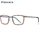 FONEX Alloy Glasses Frame Men Square Screwless Eyeglasses 98629